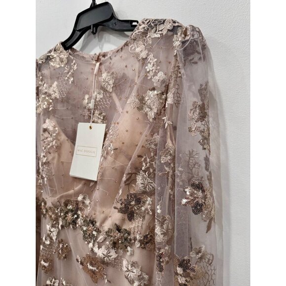 New Mac Duggal Women's Size 10 Embroidered Jewel Neck Formal Dress Mocha 70237 - Picture 7 of 16